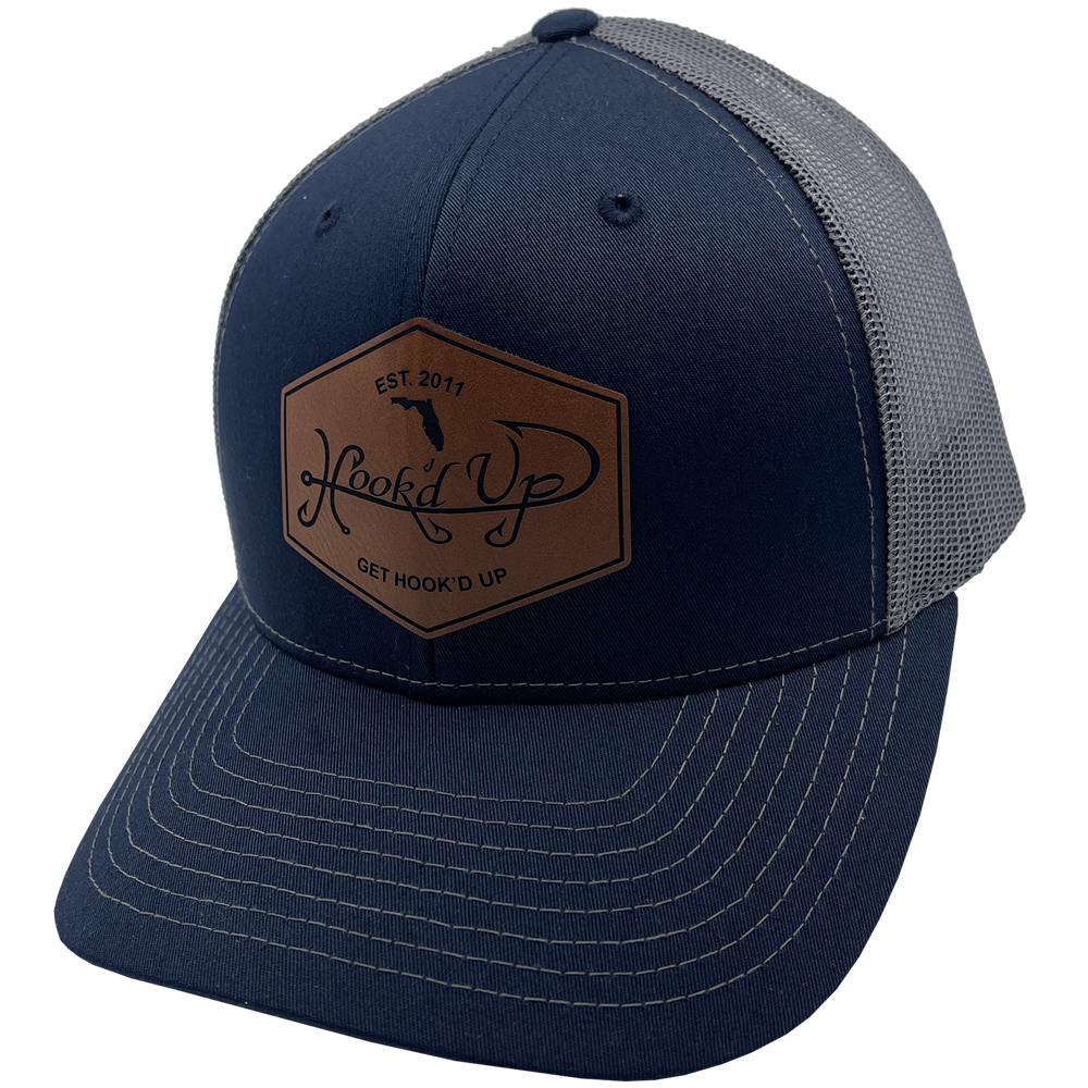 Leather Patch Signature Snapback Hat (Navy/Rawhide) | Hook'd Up
